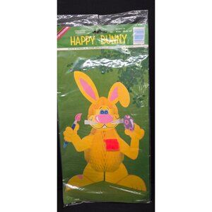 Vintage Amscan 14" Happy Bunny Honeycomb Die Cut Easter Decor New Old Stock